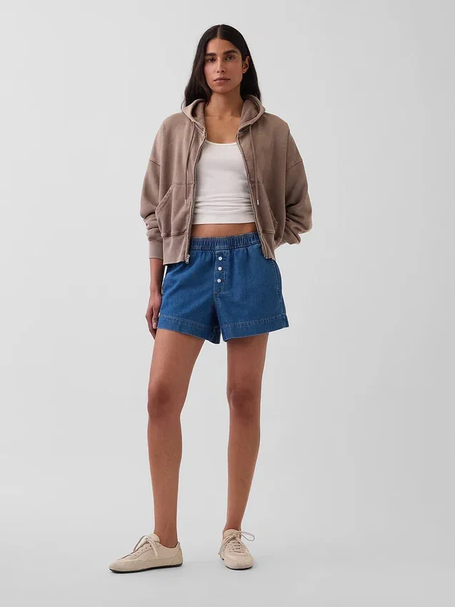 Boxershorts i ultramyk denim med middels høy midje