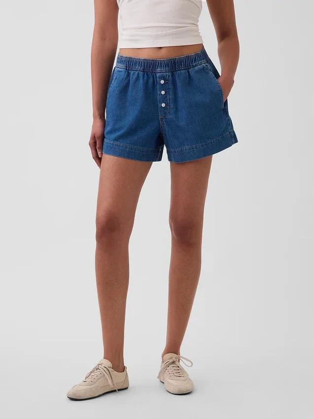 Boxershorts i ultramyk denim med middels høy midje