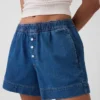 Boxershorts i ultramyk denim med middels høy midje