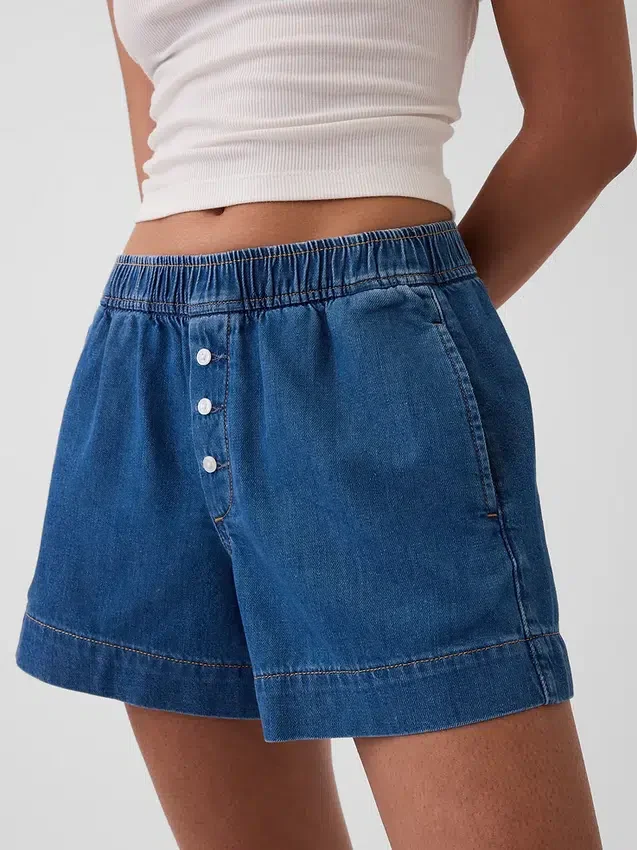 Boxershorts i ultramyk denim med middels høy midje