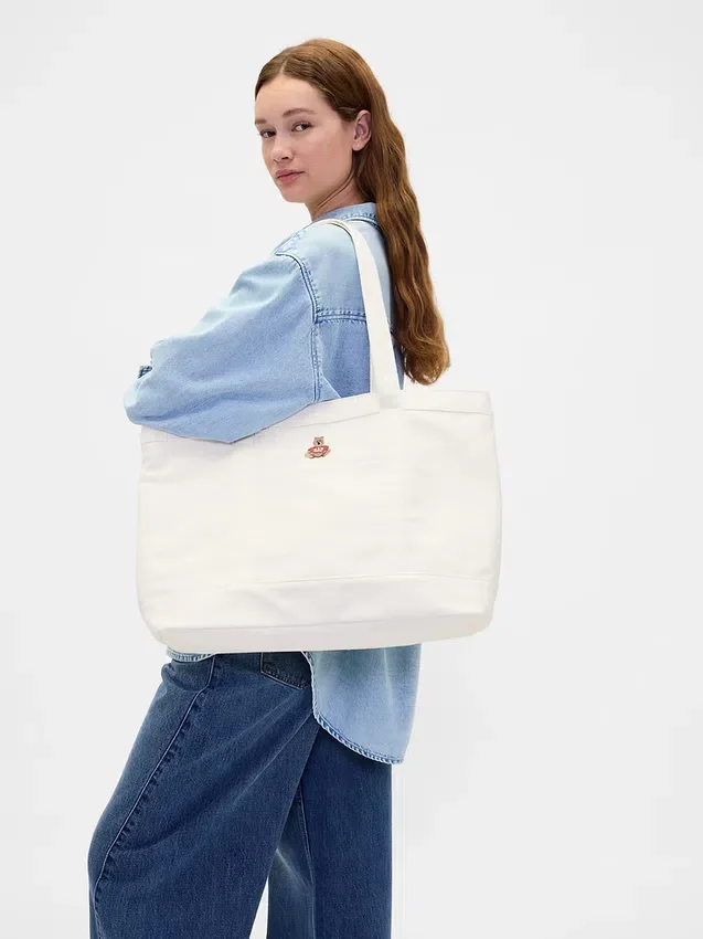 Brannan Bear-logo denim-tote