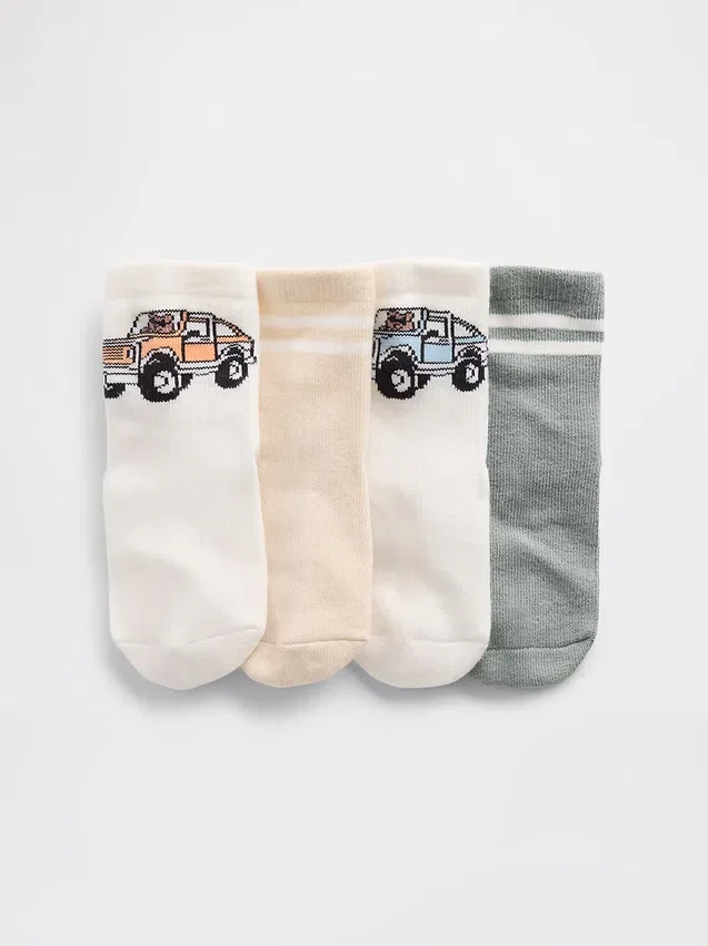 Brannan Bear & Stripe-sokker for Baby og Småbarn (4-pakning)