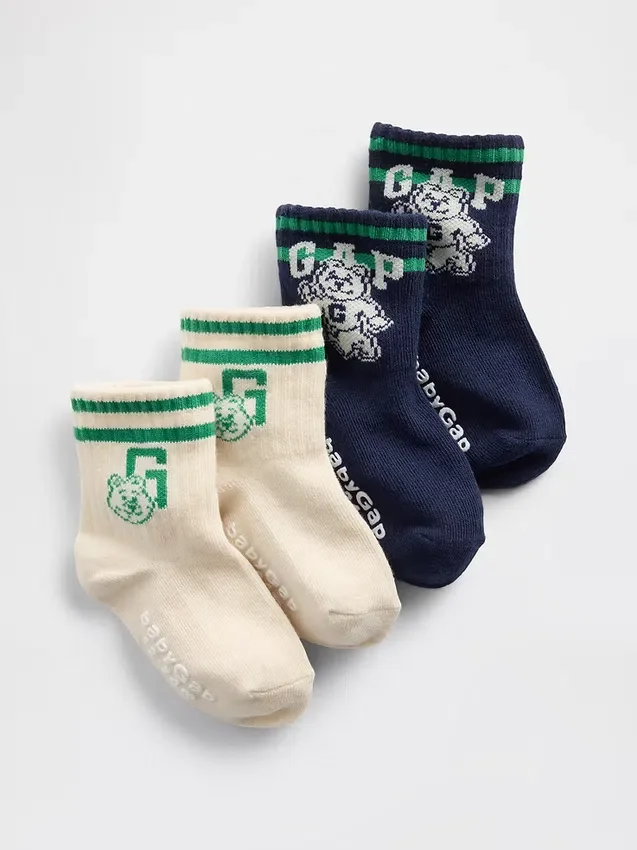 Brannan Bear Varsity-logo-sokker for Baby og Småbarn (2-pakning)