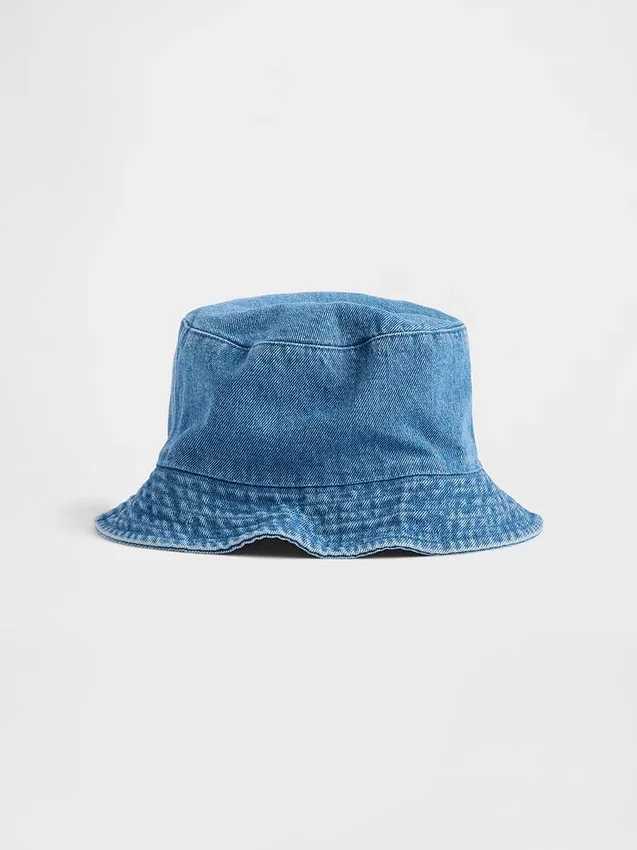 Børne-buckethat i denim
