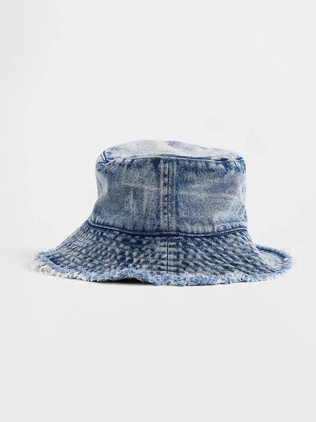 Børne-buckethat i denim