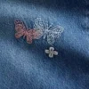 Børnejeans med lav midje, broderte og baggy