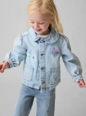Brodert arbeidsjakke i denim for Baby og Småbarn