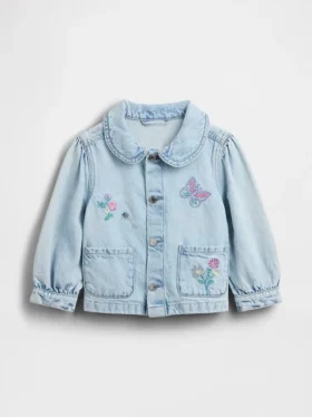 Brodert arbeidsjakke i denim for Baby og Småbarn