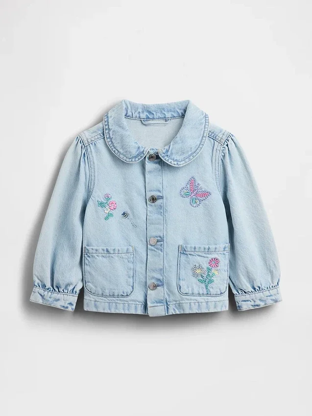 Brodert arbeidsjakke i denim for Baby og Småbarn
