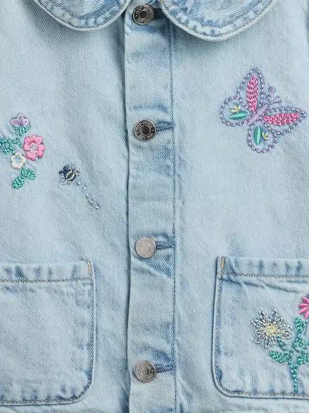 Brodert arbeidsjakke i denim for Baby og Småbarn