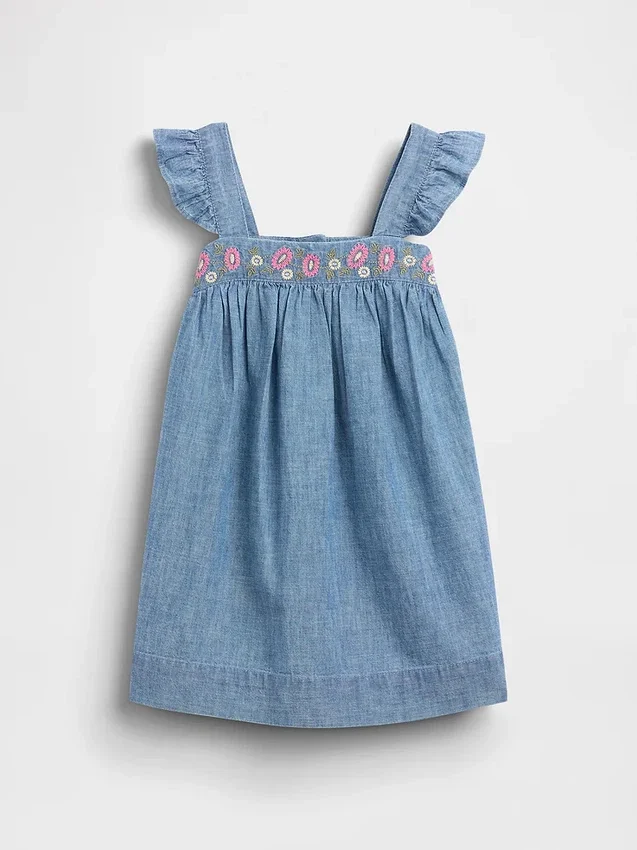 Brodert denimkjole for Baby og Småbarn