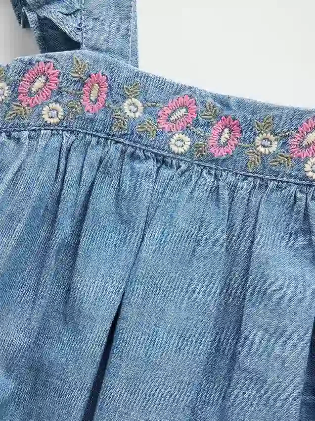 Brodert denimkjole for Baby og Småbarn
