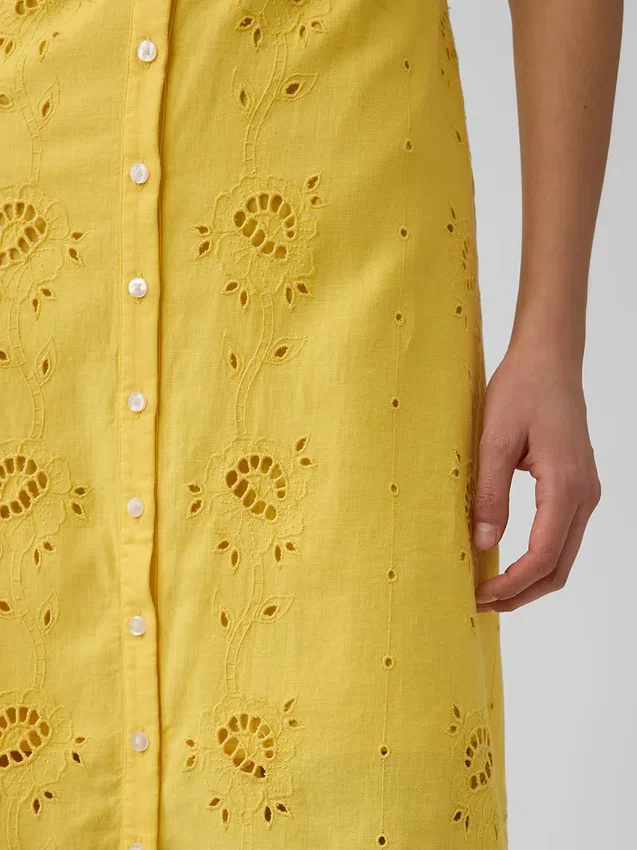 Brodert maxi-kjole i linblanding med spaghettistropper