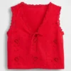 Broderte, korte topper i linblanding