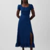 Broderte maxi-kjole med puffermmer