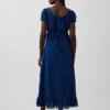Broderte maxi-kjole med puffermmer