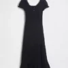 Broderte maxi-kjole med puffermmer