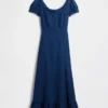 Broderte maxi-kjole med puffermmer