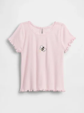 Broderte ribbestrikkede T-skjorter for Baby og Småbarn