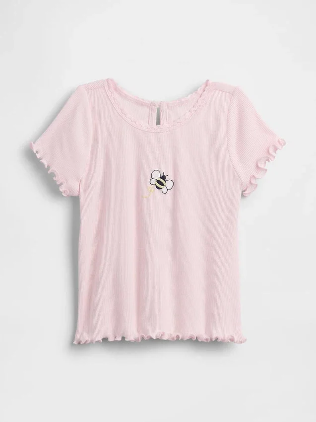 Broderte ribbestrikkede T-skjorter for Baby og Småbarn