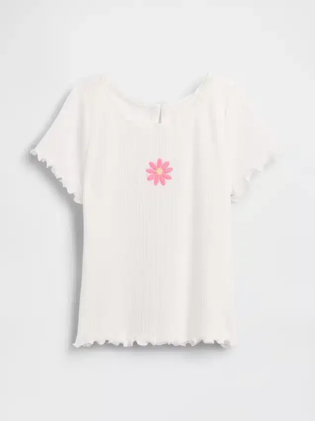Broderte ribbestrikkede T-skjorter for Baby og Småbarn