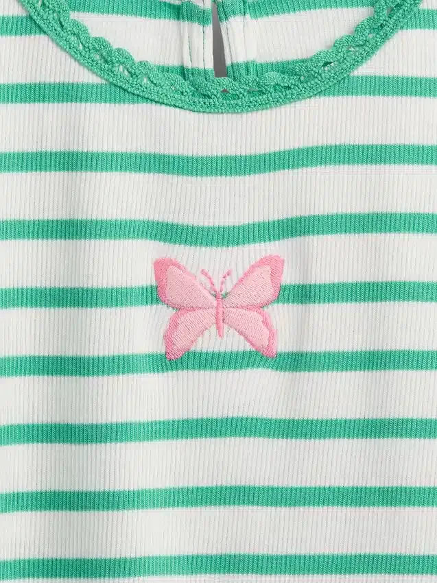 Broderte ribbestrikkede T-skjorter for Baby og Småbarn