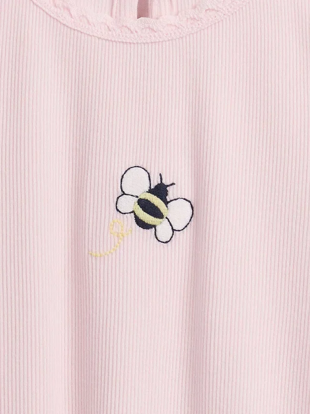 Broderte ribbestrikkede T-skjorter for Baby og Småbarn