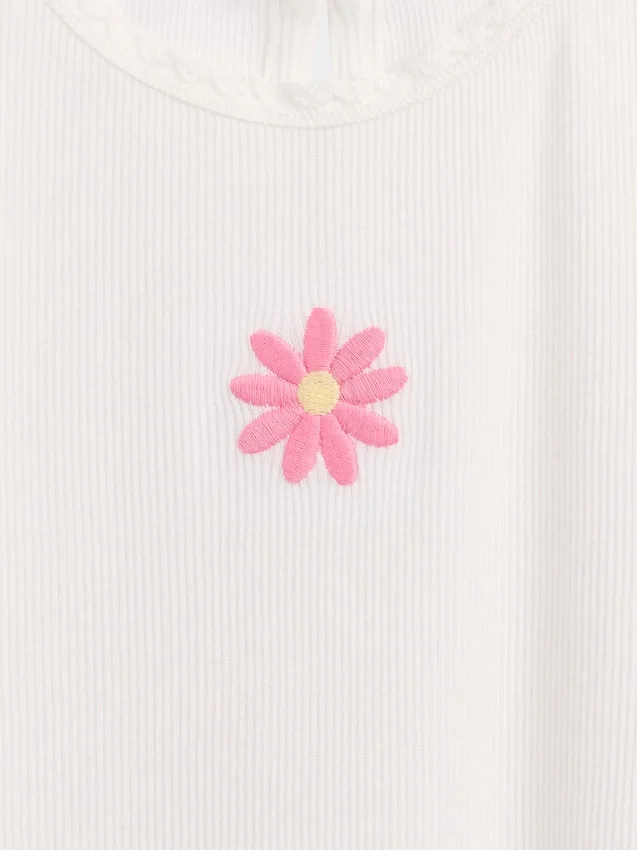 Broderte ribbestrikkede T-skjorter for Baby og Småbarn