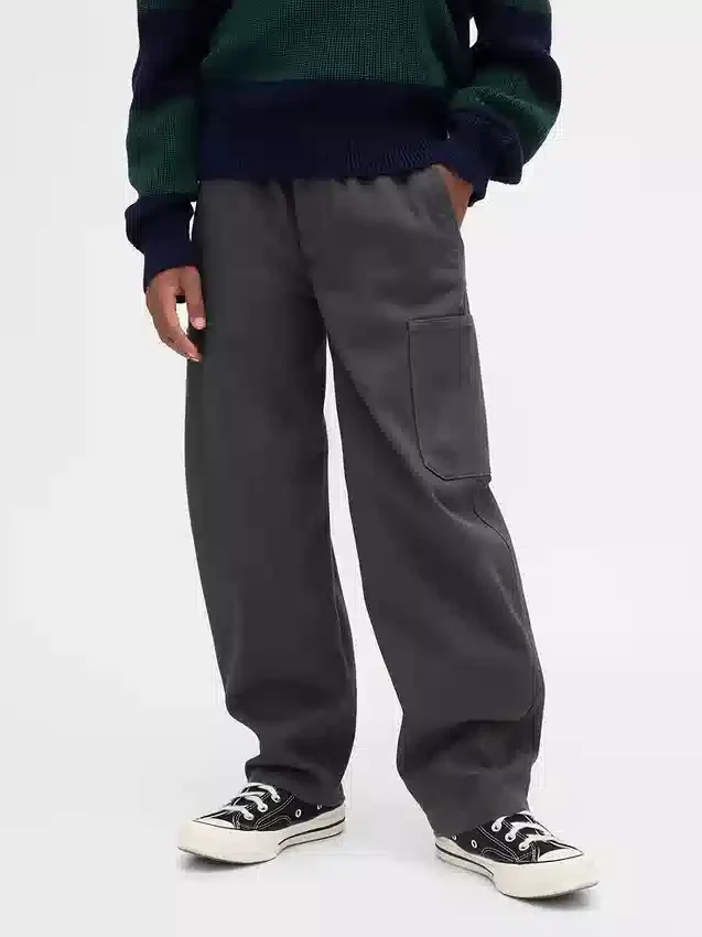 Børstebehandlede, baggy cargobukser med smalere ben