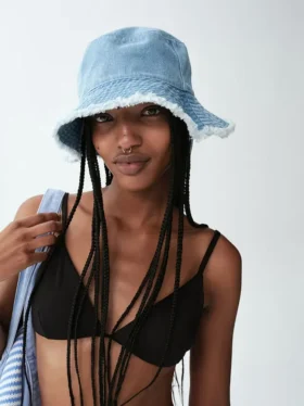 Bucket-hatt med frynser