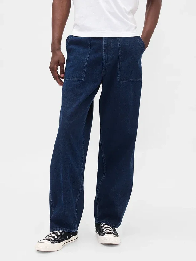 Canvas-jeans med løs passform
