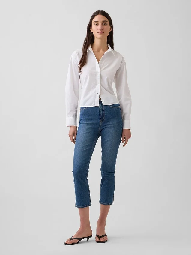 Capri-jeans med høy midje