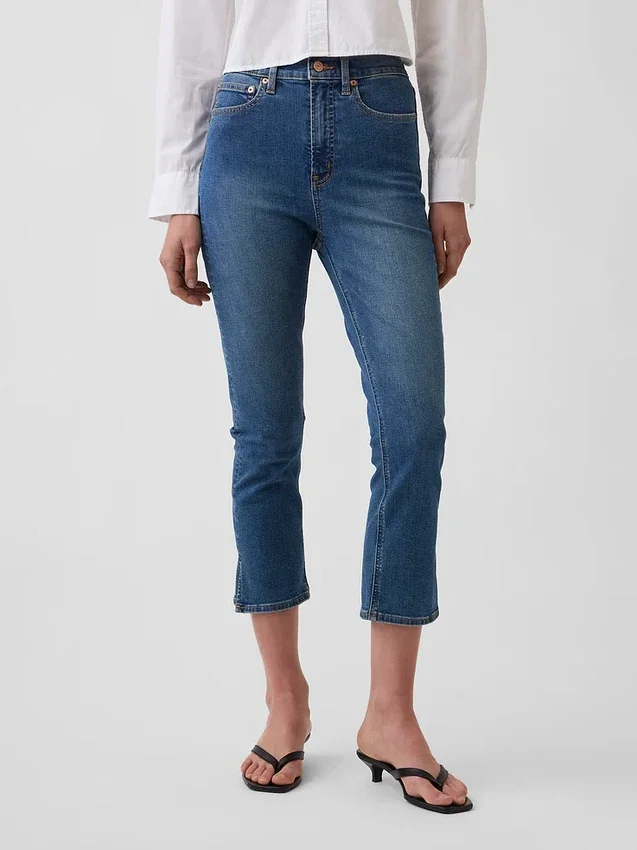 Capri-jeans med høy midje