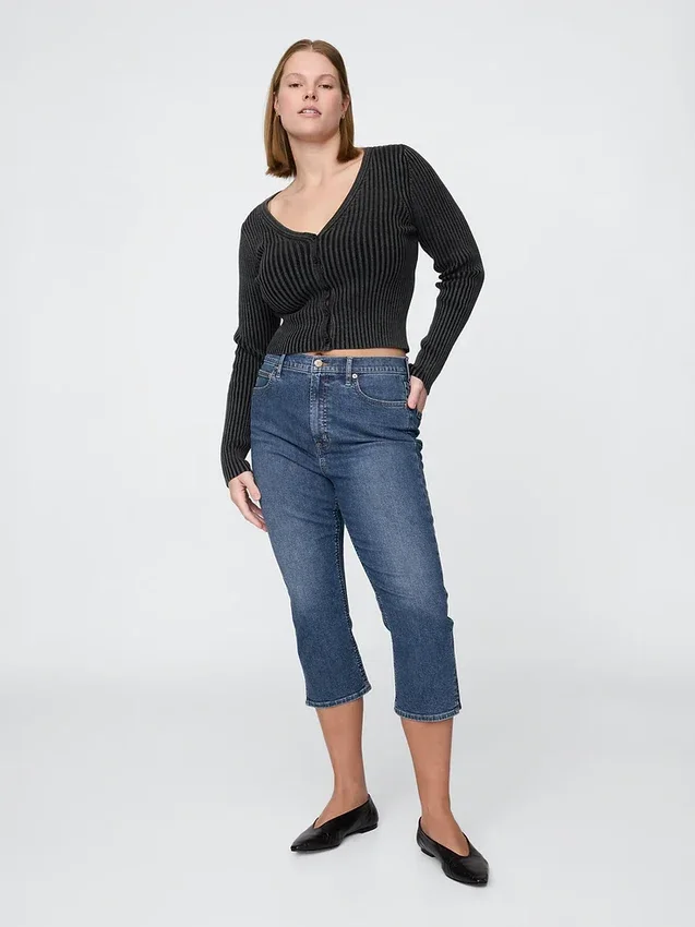 Capri-jeans med høy midje