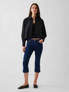 Capri-Jeans med lav midje