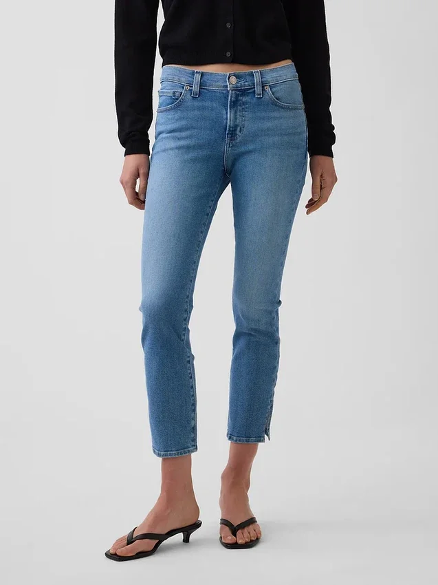 Capri-Jeans med lav midje