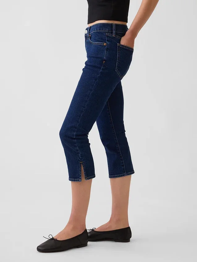 Capri-Jeans med lav midje