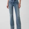 Capri-jeans med lav midje, lang og slank passform og påsydde lommer