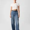Cargo-jeans med høy midje og vid benvidde