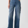 Cargo-jeans med høy midje og vid benvidde
