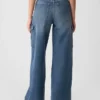 Cargo-jeans med høy midje og vid benvidde