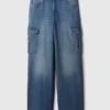 Cargo-jeans med høy midje og vid benvidde