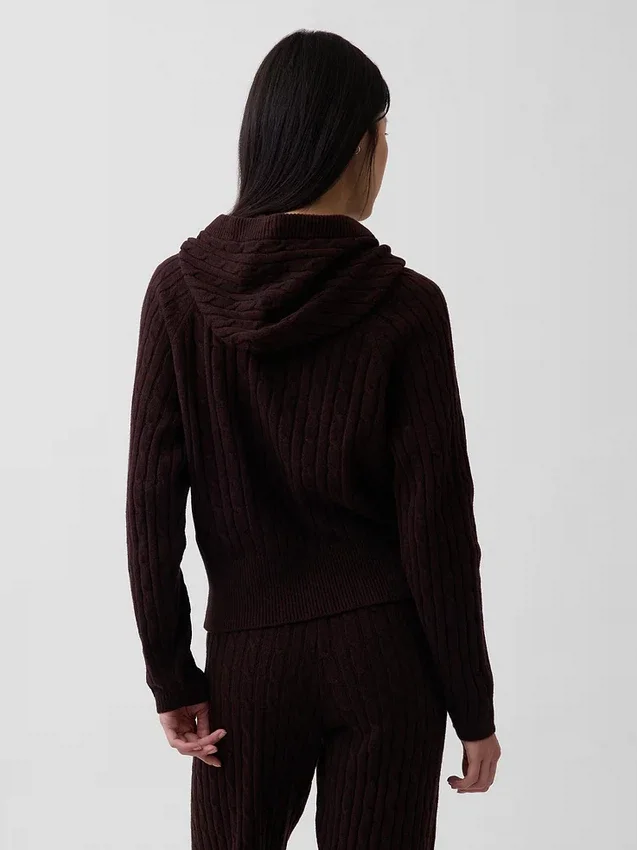 CashSoft avslappet hettegenser med kabelstrikk
