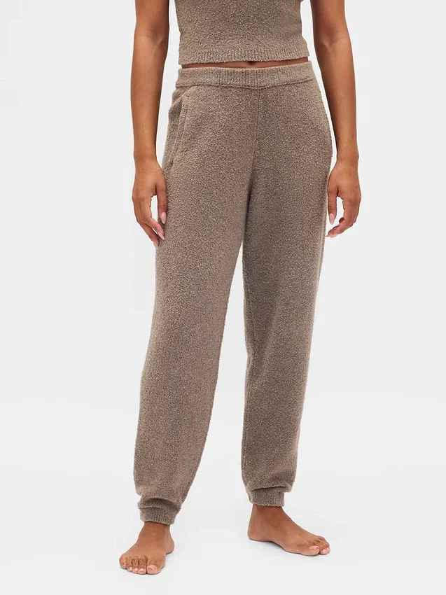 CashSoft bouclé-strikkede gensere med joggebukser