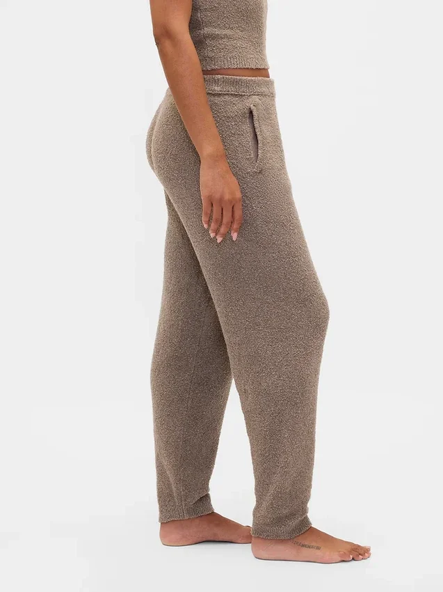CashSoft bouclé-strikkede gensere med joggebukser