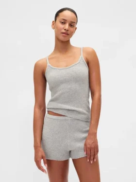 CashSoft bouclé-strikket tank-top