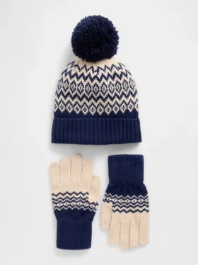 CashSoft Fair Isle-sett med hatter og hansker for barn