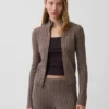 CashSoft kort cardigan med glidelås i kabelstrikk