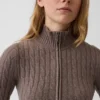 CashSoft kort cardigan med glidelås i kabelstrikk