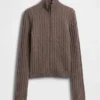 CashSoft kort cardigan med glidelås i kabelstrikk